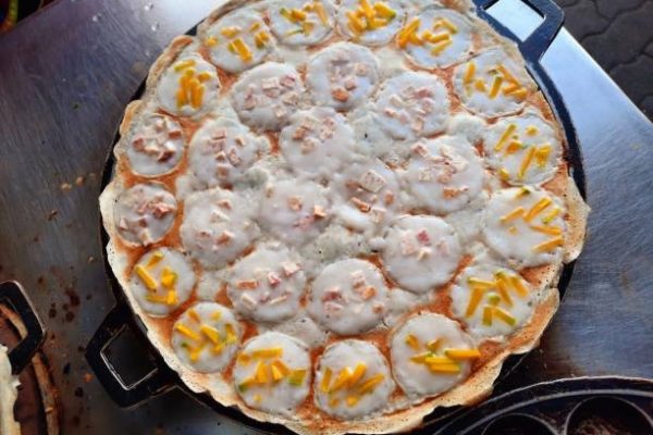 Crispy Thai Coconut Rice Pancake with Sweet Coconut Topping